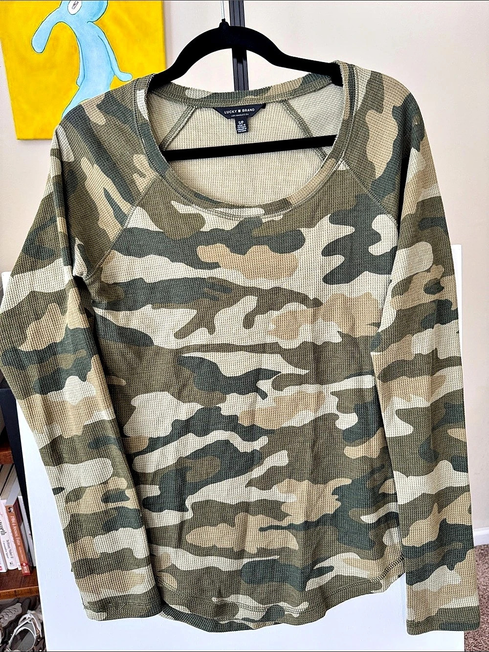 Lucky Brand Camo Long Sleeve Top in Green & Brown Size Small